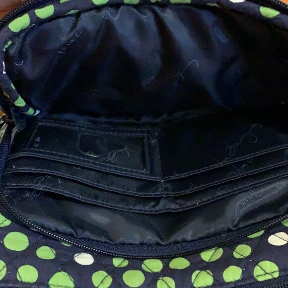 Vera Bradley Crossbody navy blue, green and white polkadot - Picture 5 of 7